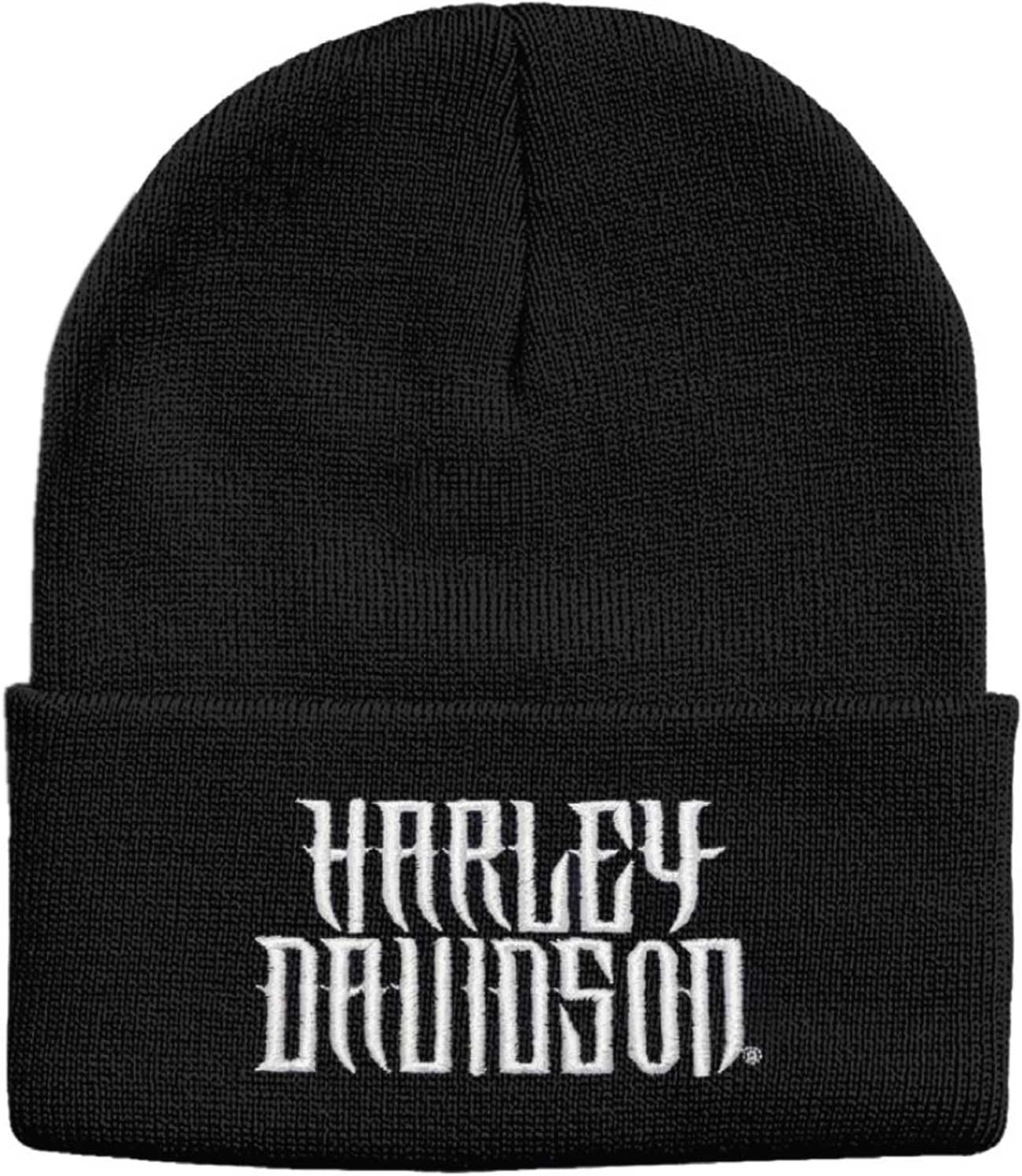 Harley-Davidson Men's Looted Embroidered Cuffed Acrylic Beanie Hat - Black