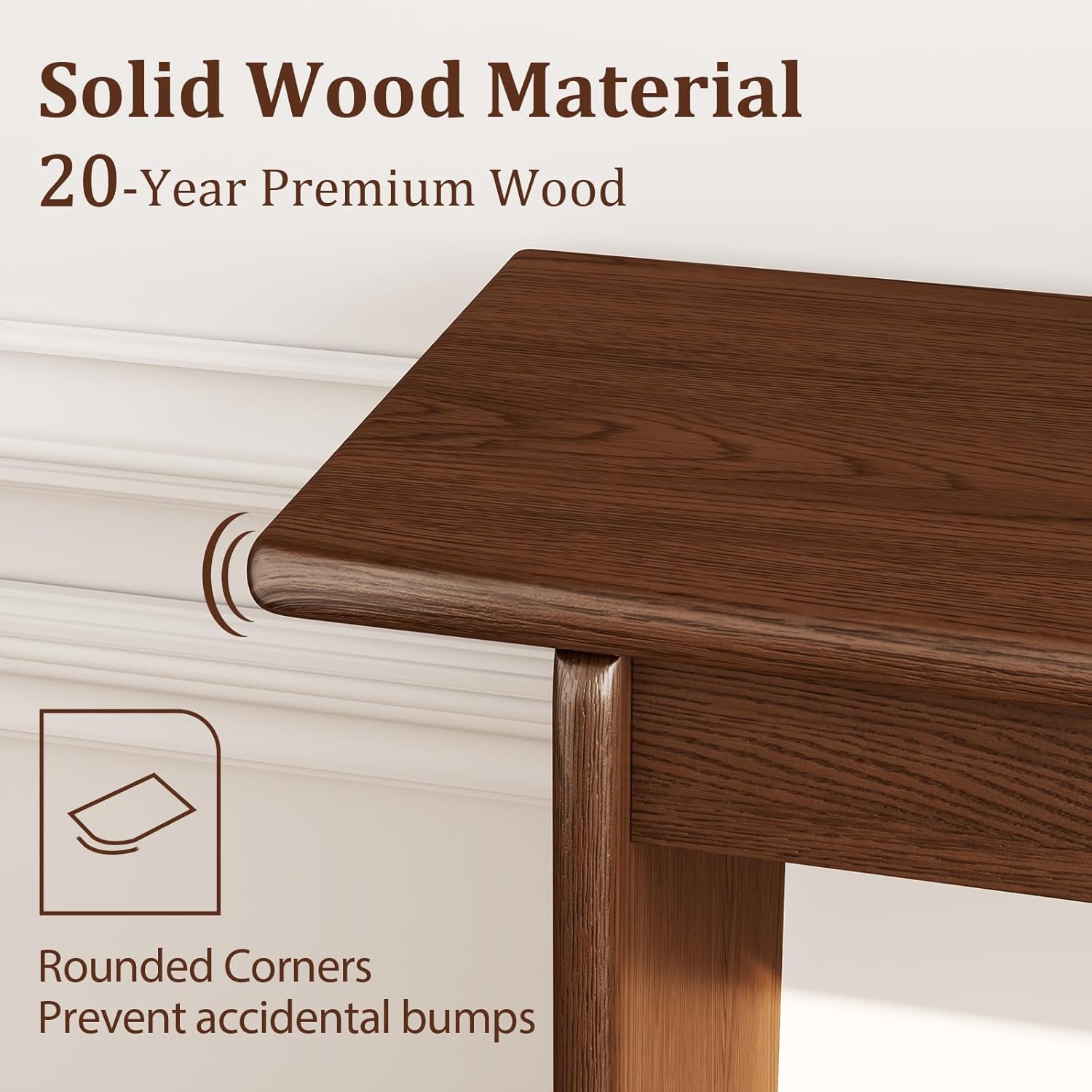 AQIMUELE Walnut Console Table Thin Rubberwood Minimalist Mid-Century Style | Stable and Sturdy 39.4" W x 11.8" D x 31.5" H for Entryway/Sofa Back