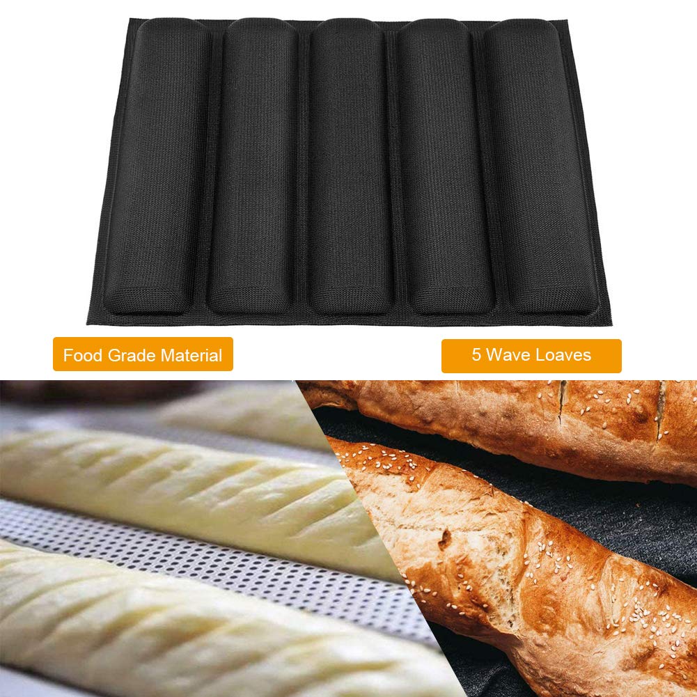Silikonowa patelnia do pieczenia chleba, nieprzywierająca podłużna forma 5 bochenek francuskiej bagietki taca do pieczenia chleb foremka na matę do żywności, przyrząd do pieczenia w kuchni