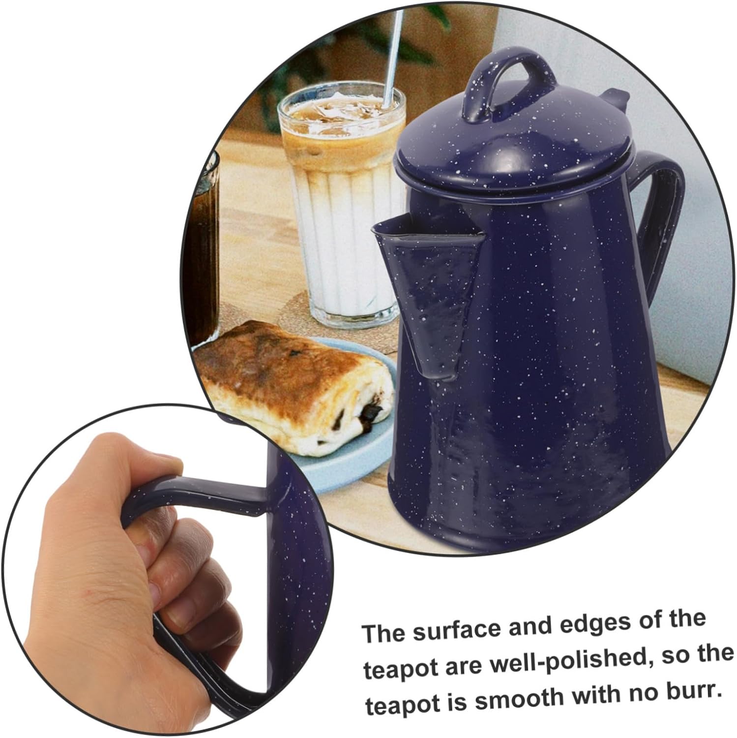 LIFKOME Enamel Kettle Teapot Camping Cookware Daily Use Tea Pot Supply Kitchen Sauce Pot