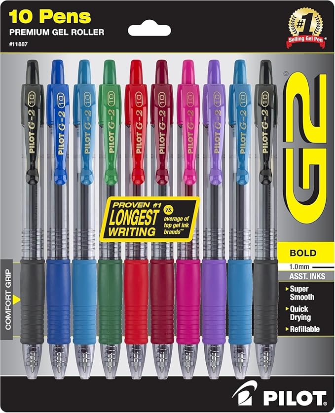 Pilot G2 Premium Bolígrafos de Gel Retráctiles Punta Gruesa 1.0mm 10 Piezas miniatura 4