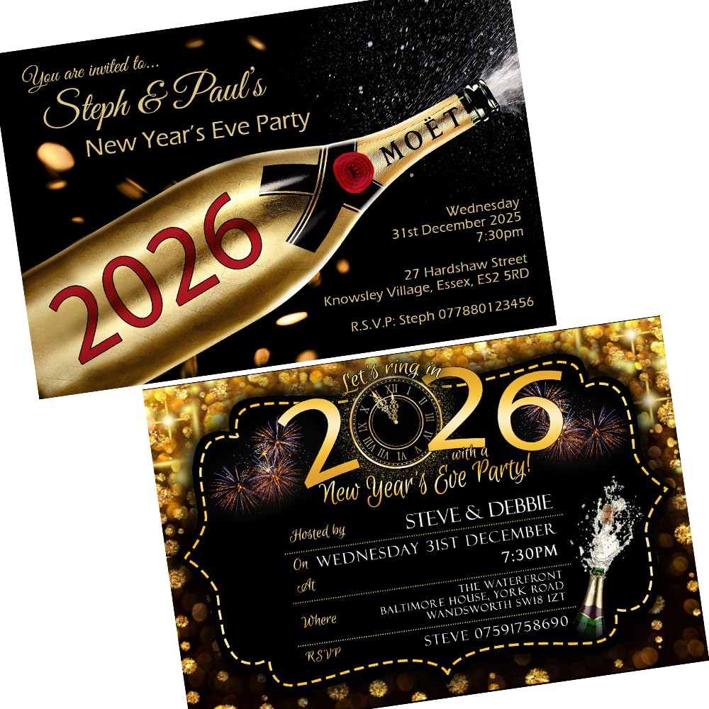 New Years Eve Party Invitations/Tickets & Envelopes 2026 (click customize now for prices)