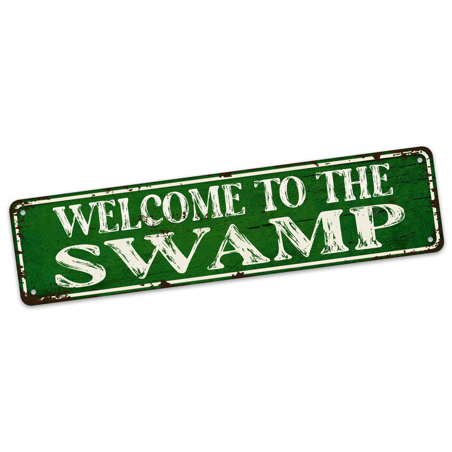 Welcome To The Swamp Sign Rustic Street Aluminum Sign or Door Name Plate Plaque Wall Decor Sign 16x4 Inch