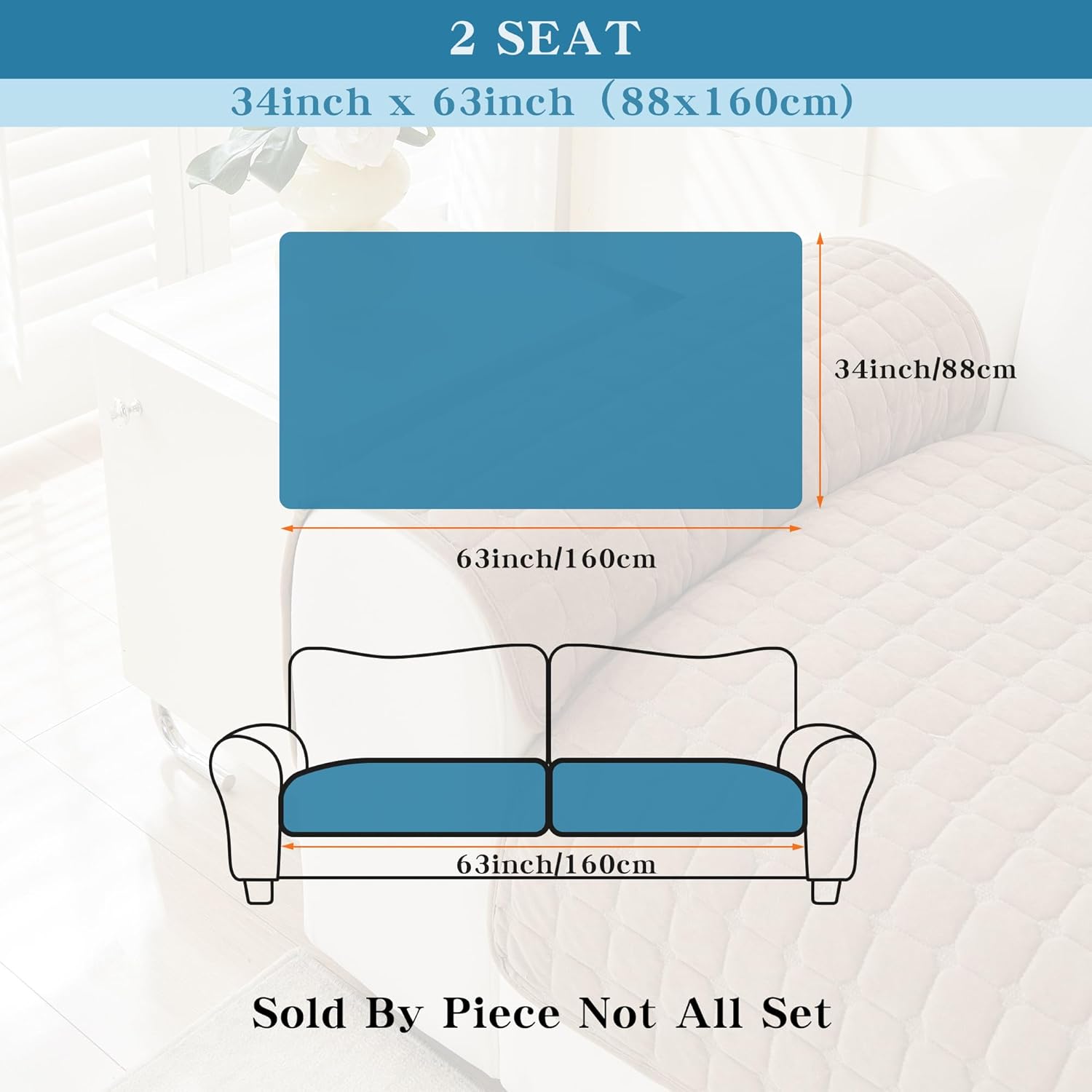 MYSKY HOME Sofa Cover, Couch Cover for Dogs Washable, Sectional Couch Covers, Sofa Slipcovers for 2 Cushion Couch Sofa, Anti Slip Furniture Protector Covers for Pets (Khaki, 34"x 63", Only 1 PCS)