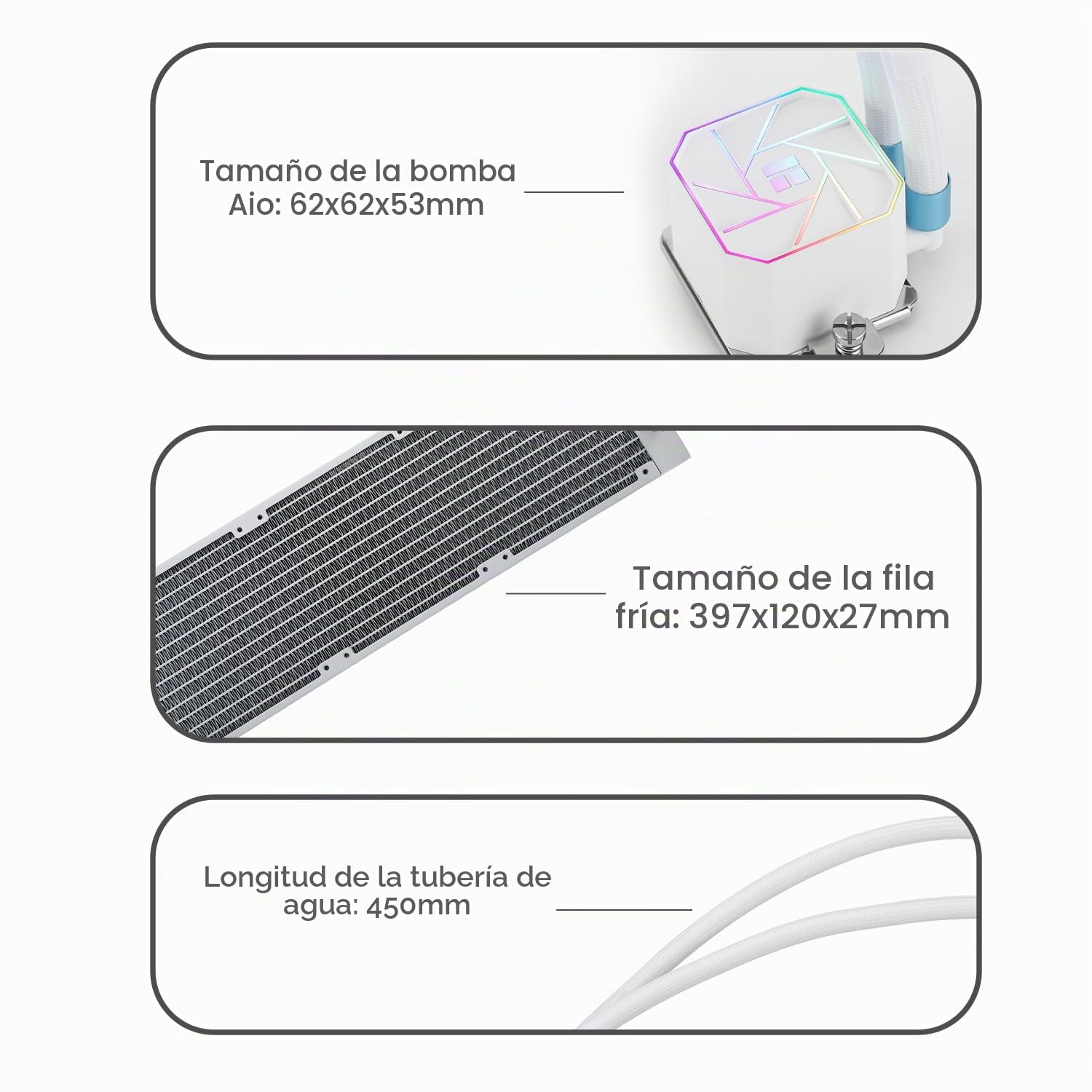 TR-Thermalright Aqua Elite 360 Blanco V3 Enfriamiento de CPU por Agua Completa Especificación AIO Refrigerador de PC, 3x120mm Ventilador ARGB, Instalación Sencilla, Compatible con AM5/AM4, LGA1851 6