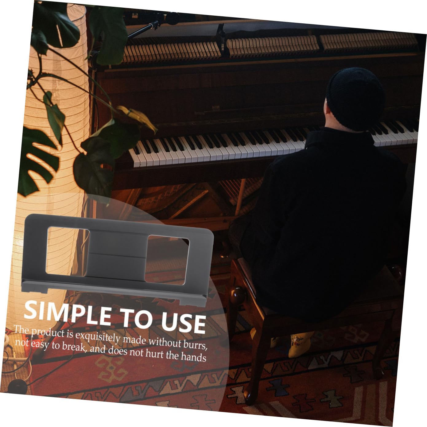 ERINGOGO Supporto per Spartiti Musicali per Tastiera, Porta Spartiti in Abs Nero, Compatto senza Sbavature, per Esercitarsi al Pianoforte