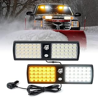 Xprite White/Amber 2-in-1 Visor Strobe Lights Interior Windshield Emergency Warning Lights for Police Firefighter Construction Vehicles Trucks