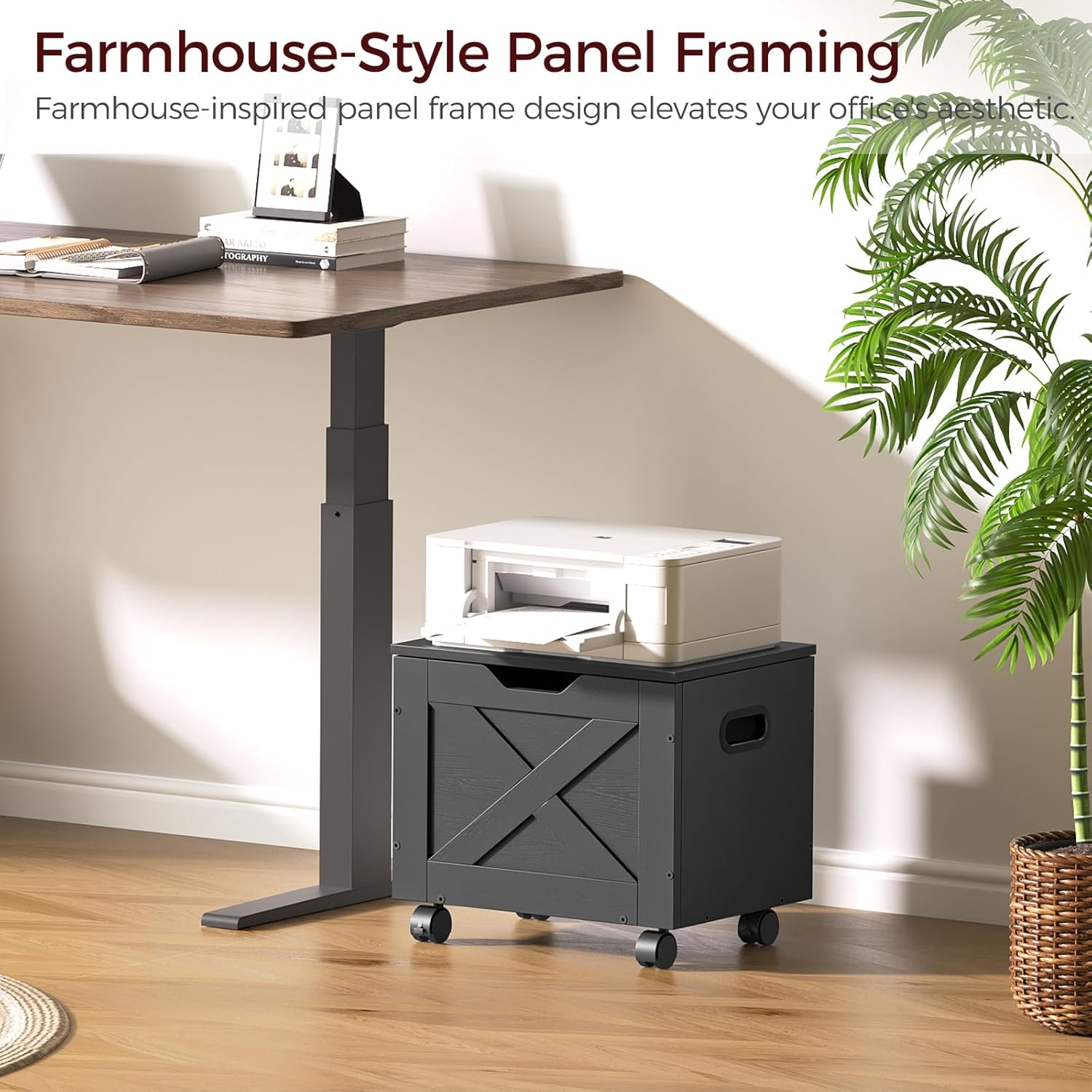 Rolling Filing Cabinet, Small File Cabinet Under Desk with Single Drawer, Hanging File Organizer for A4/Letter-Size Documents, Organizer Box, for Home Office, Black FCBK4001 - Image 4