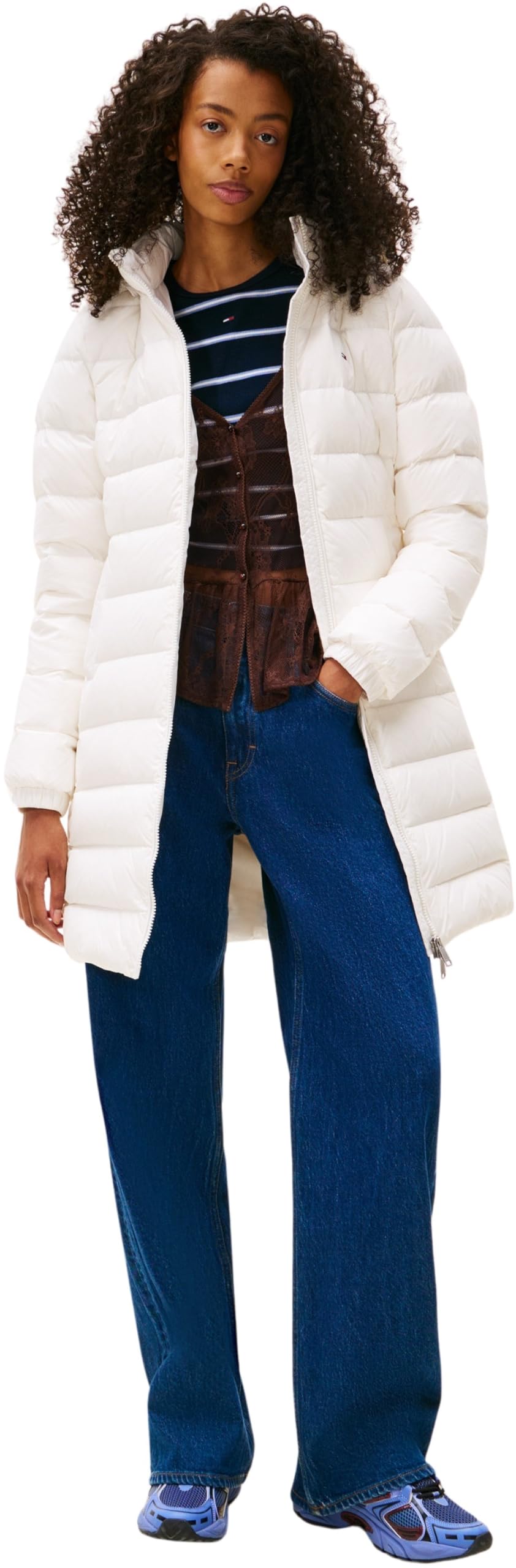 Tommy Jeans Damen Daunenmantel Essential Hooded Down Coat mit Kunstpelz