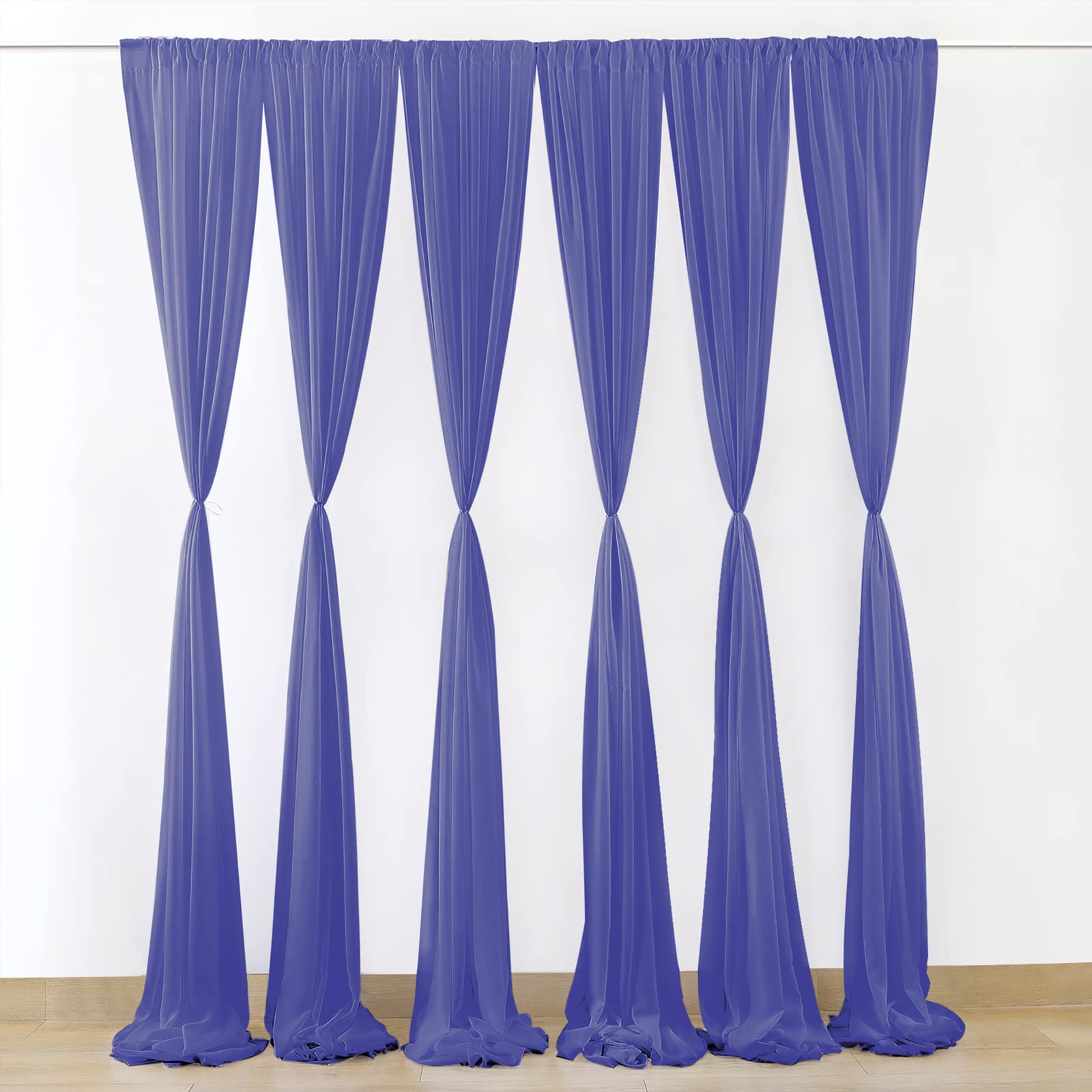 LKPOMI Wedding Arch Draping Fabric 5 x 10 Ft Chiffon Fabric Drapes Sheer Backdrop Curtain for Wedding Ceremony Party Ceiling Decor(Navy Blue)