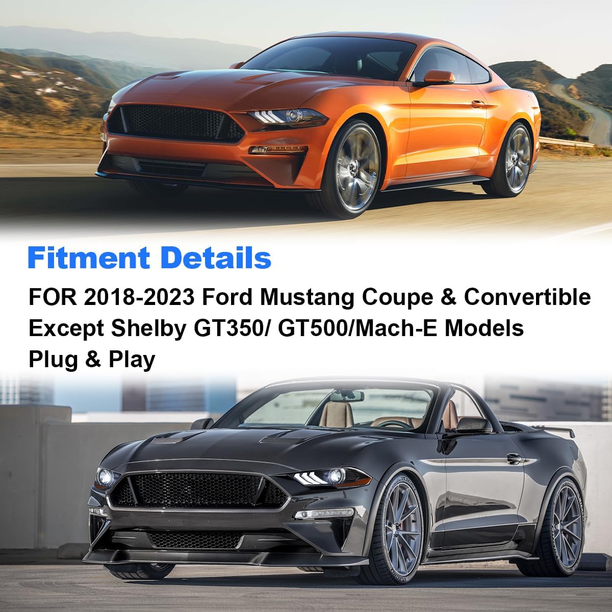 ROXX LED Headlight Fit for Ford Mustang 2018 2019 2020 2021 2022 2023, Full LED Projector DRL Headlights, Front Lamps Pair w/High Low Beam Reflector Passenger Driver Pair