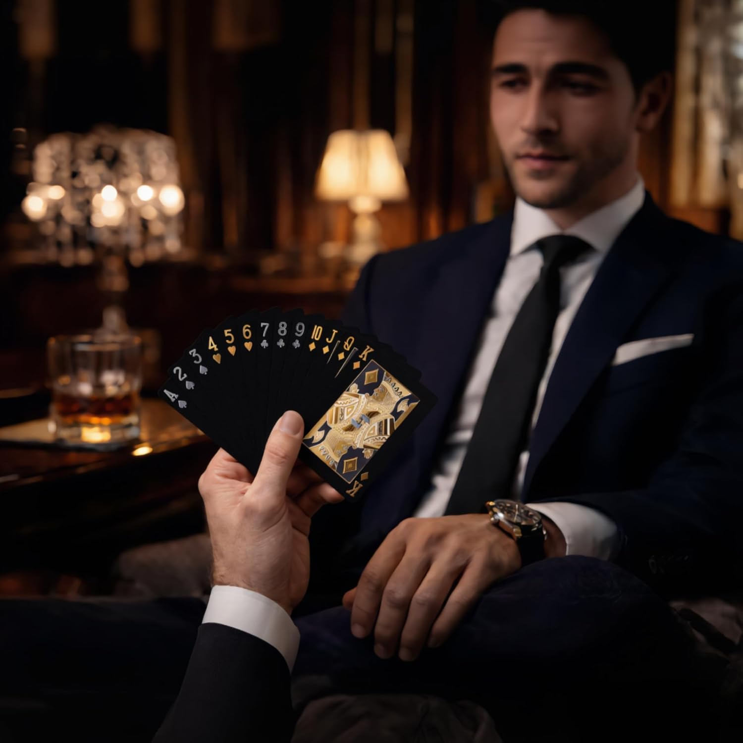 The Double Decker™ | Premium Executive Metallic Black & Silver Playing Cards Gift Set – Luxury Bridge-Size Decks in Acrylic Display Case – Elegant Cards for Collectors & Gifts image 3