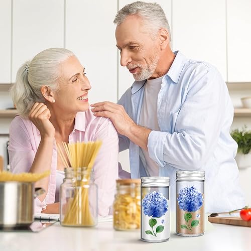 Miniatura 5 de Uiifan Juego de 6 saleros pintados a mano y pimienta, hortensias azules, salero, pimentero, pintados a mano, regalos de Navidad transparentes para