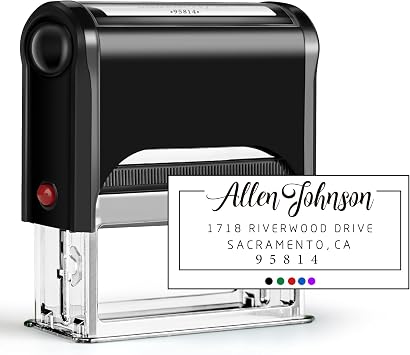 Custom Address Stamp | Personalized Address Stamp | Return Address Stamp | Self-Inking Stamp | Cursive Address Stamp style-02, Medium