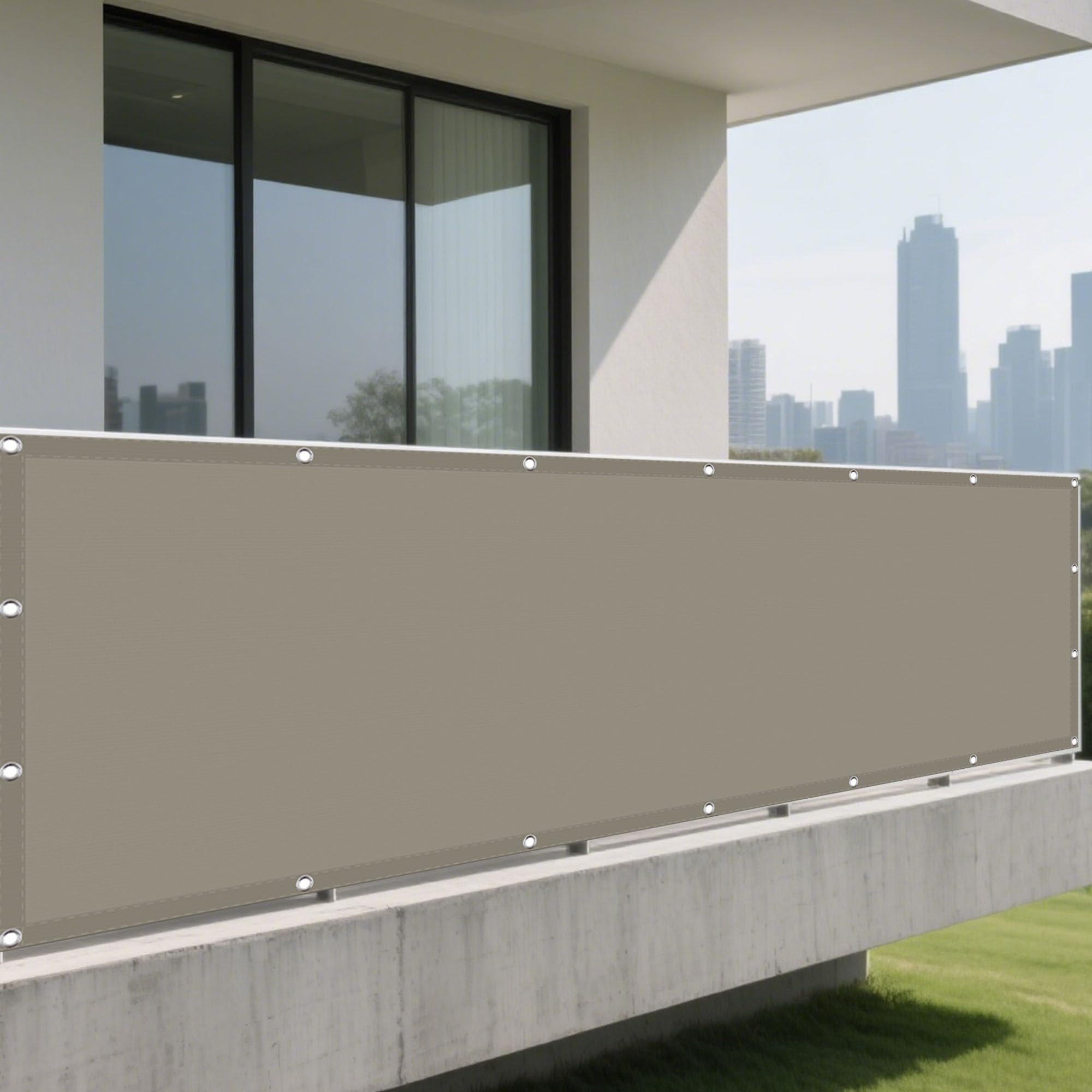 Voile d'ombrage rectangulaire 5.5x9m taupe résistant à l'eau pour jardin