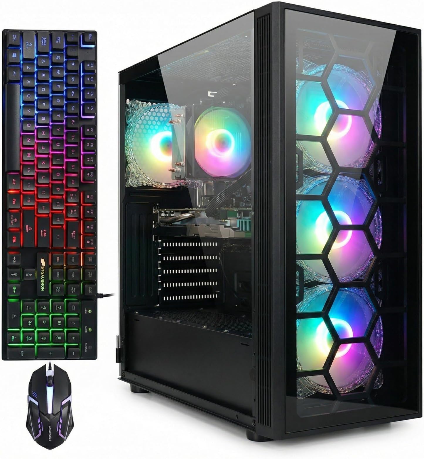 STGAubron Gaming PC Computer Desktop, Intel Core i7 up to 3.9G, GeForce GTX 1660 Super 6G, 32G RAM, 1T SSD, WiFi, BT 5.0, RGB Fan x4, Windows 11 Home