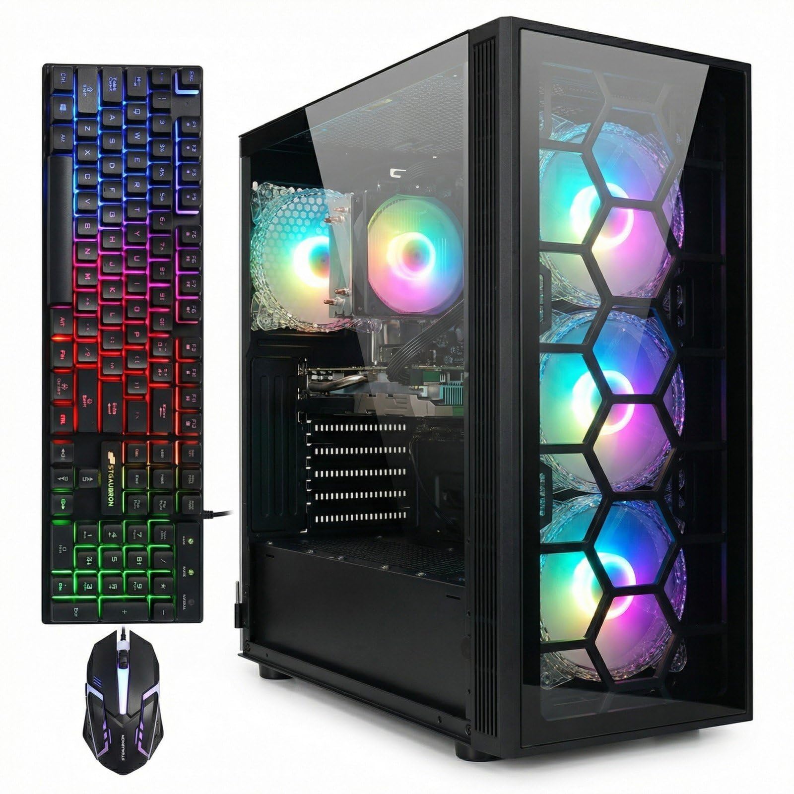 Gaming PC Computer Desktop, Intel Core i7 up to 3.9G, GeForce GTX 1660 Super 6G, 32G RAM, 1T SSD, WiFi, BT 5.0, RGB Fan x6, Windows 11 Home
