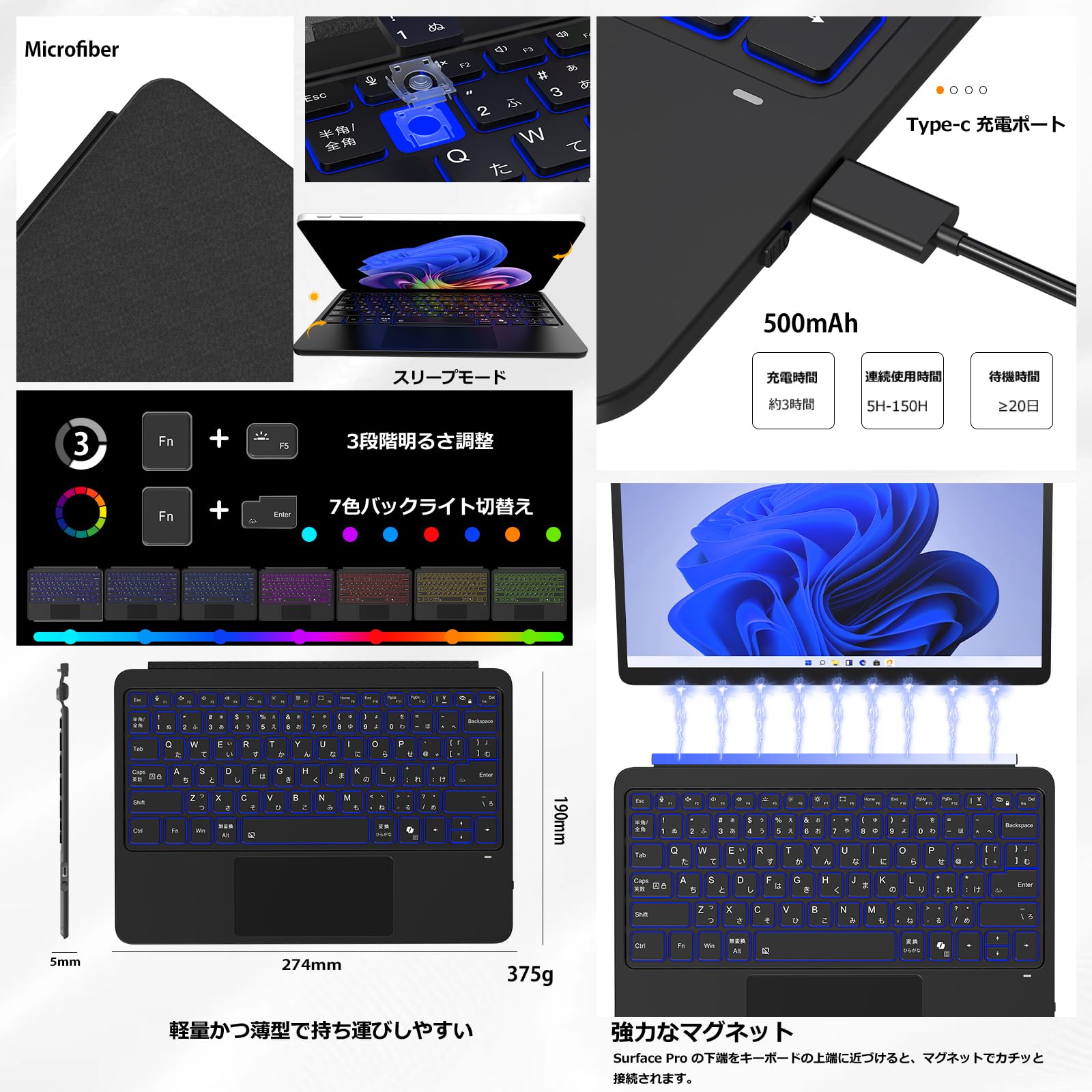 Amazon.co.jp: マイクロソフト Surface Pro 12専用キーボード タッチ