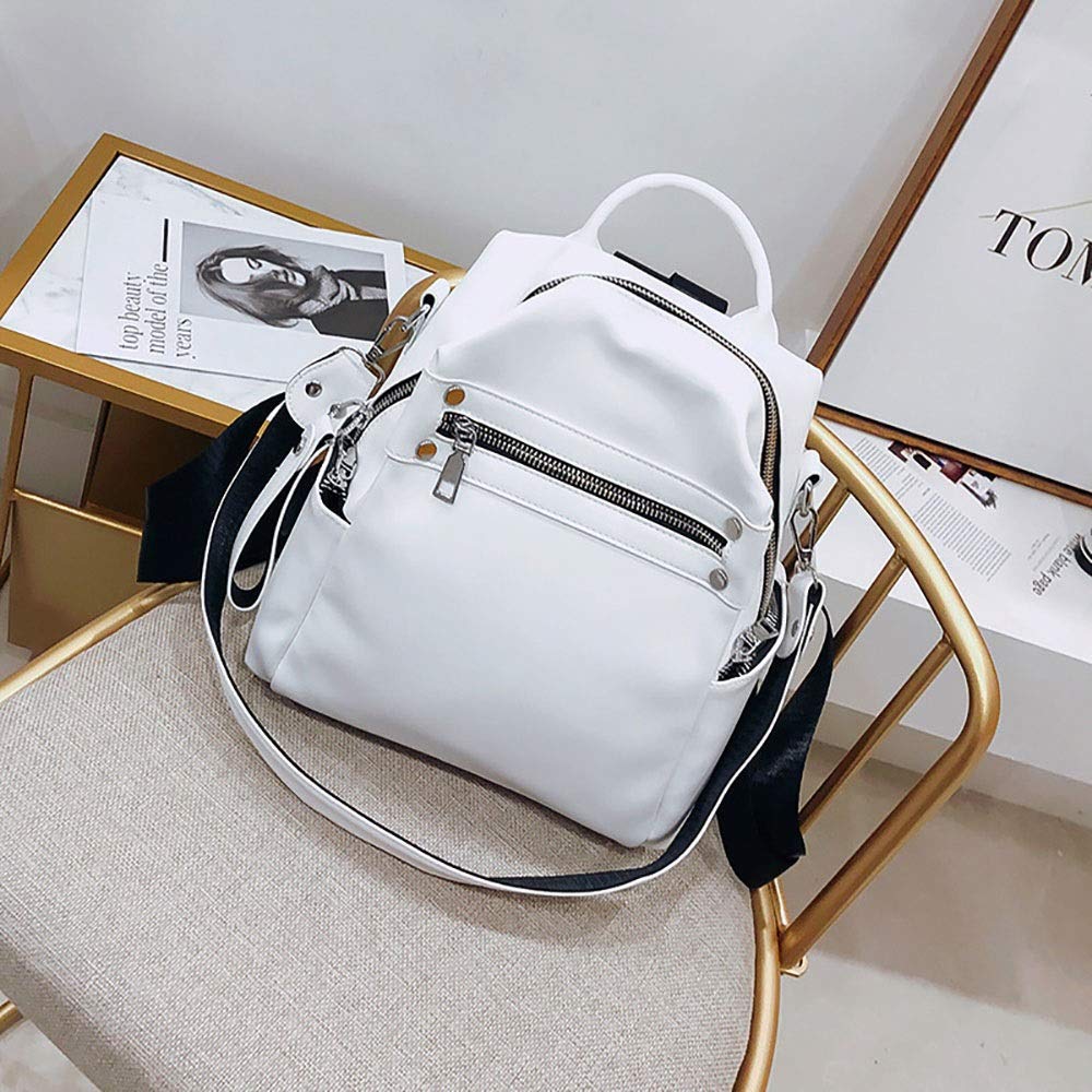 Mochila de las señoras para solucionar la falta de espacio con cuero suave blanco