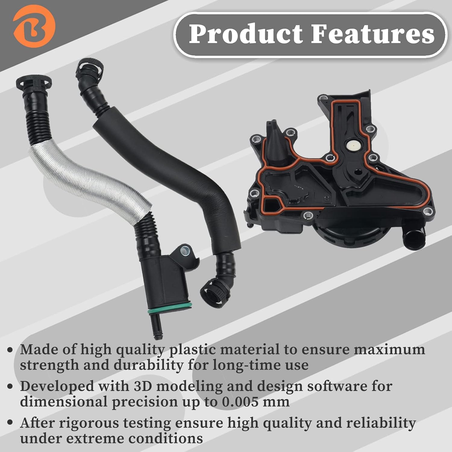 06H103495AH Oil Separator PCV Valve Assembly Compatible with A3 A4 A5 Q5 TT Beetle CC Golf Jetta Passat B6 Oil Separator PCV Valve Assembly Replaces# 06H 103 495A