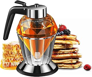 Dispenser Miele, Moonjor 8OZ Figura del diamante Take & Usa Dispenser per Sciroppo Vaso per Miele per Insalata, Waffle, Cottura al Forno (per Diluente Liquido)