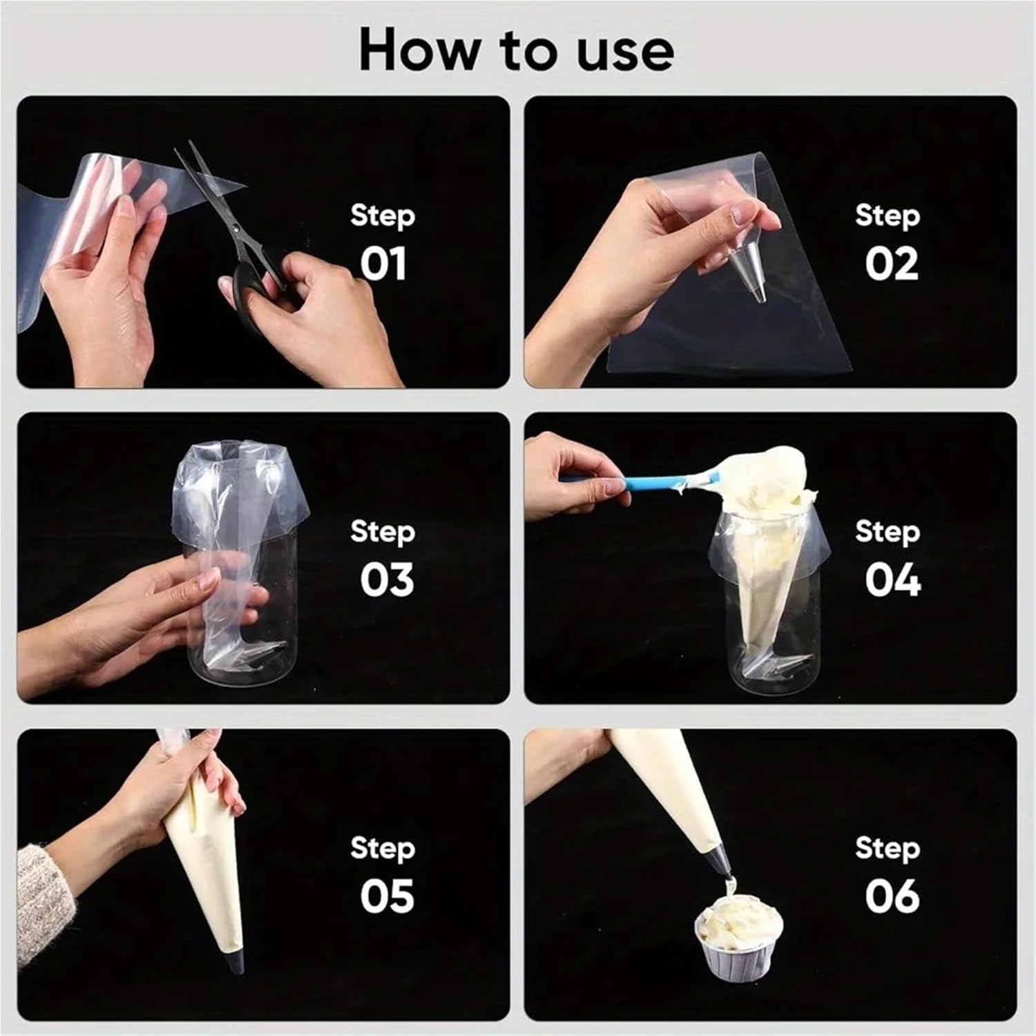 Disposable Piping Bags 300pcs 12/16/18 Inch Piping Bags, Disposable Pastry Anti Burst Icing for Cream Frosting Cakes and Cookies Decoration(12inch)