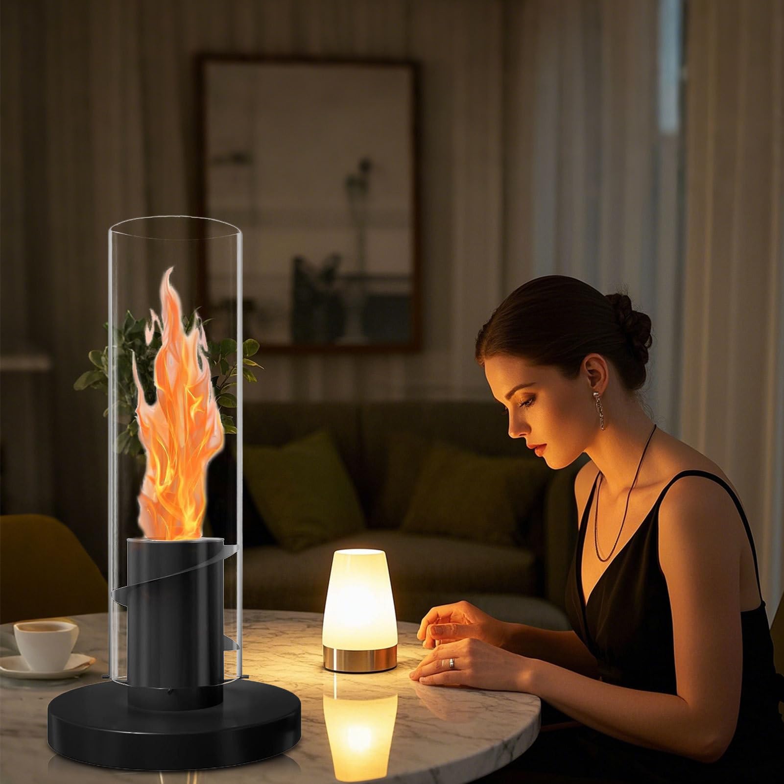 lyanny Lampada da Tavolo per Camera da 1 Set Luce Decorativa Da Tavolo | A Fiamma Rotante Per La Casa, Camera Da , Comodino, Balcone, Inaugurazione Casa, Feste Di Compleanno, Serate Cinema