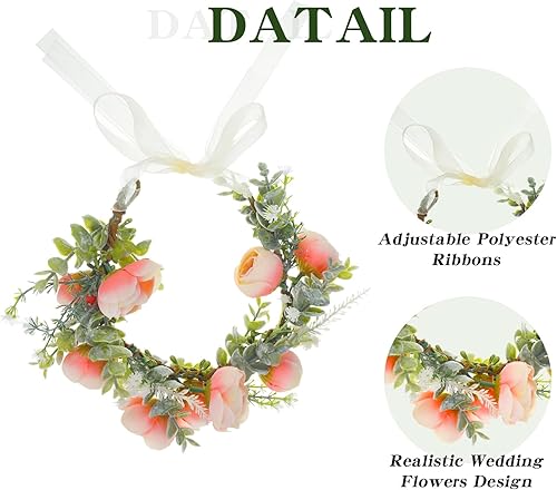 Miniatura 4 de Honoson Collar de flores de boda para perro, atuendo floral rosa, lazo de corona para mujeres, mascotas, gatos, fiesta, accesorios para fotos