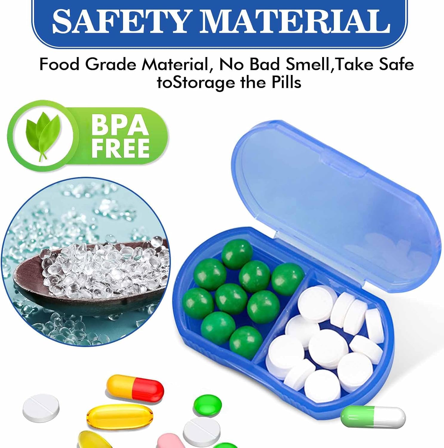 2PCS Pill Case Organizer Pocket Small Pill Holder, Daily AM & PM Containers, Medicine Holder, Ideal for Medication, Vitamin, Supplement, Perfect for Travel, Ideal for Purse