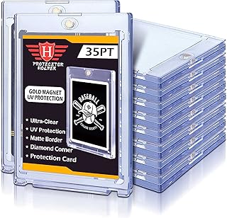 10 ct Magnetic Card Holders for Trading Cards, 35 pt Hard Plastic Protector fit for Standard Cards, MTG Cards, YUGIOH Cards, Sports Cards, Baseball Cards Toploaders