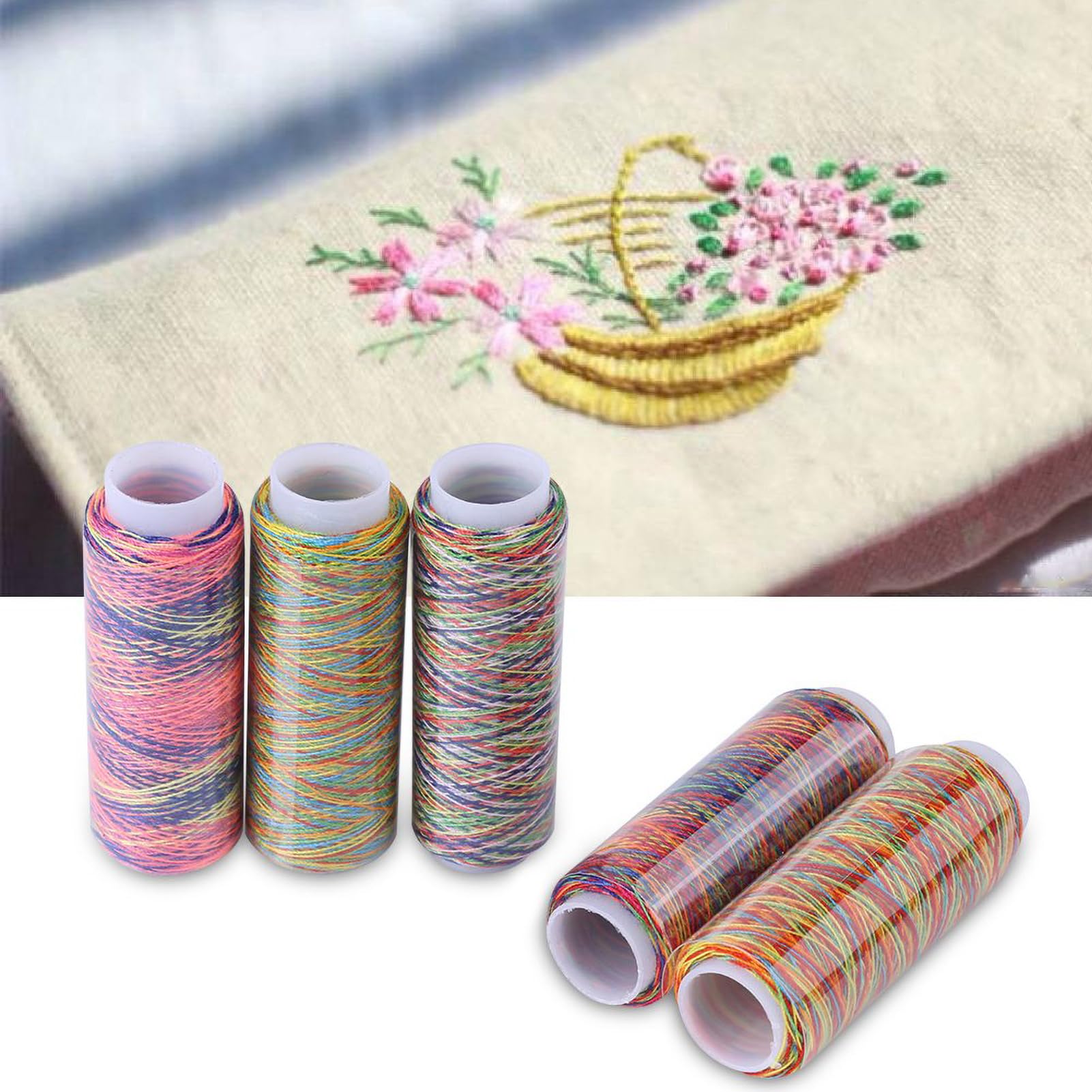WGFOIP Variegated Embroidery Thread, Multi Coloured Quilting Embroidery Thread Spools Garment Accessory for Hand Sewing Quilting - Image 2