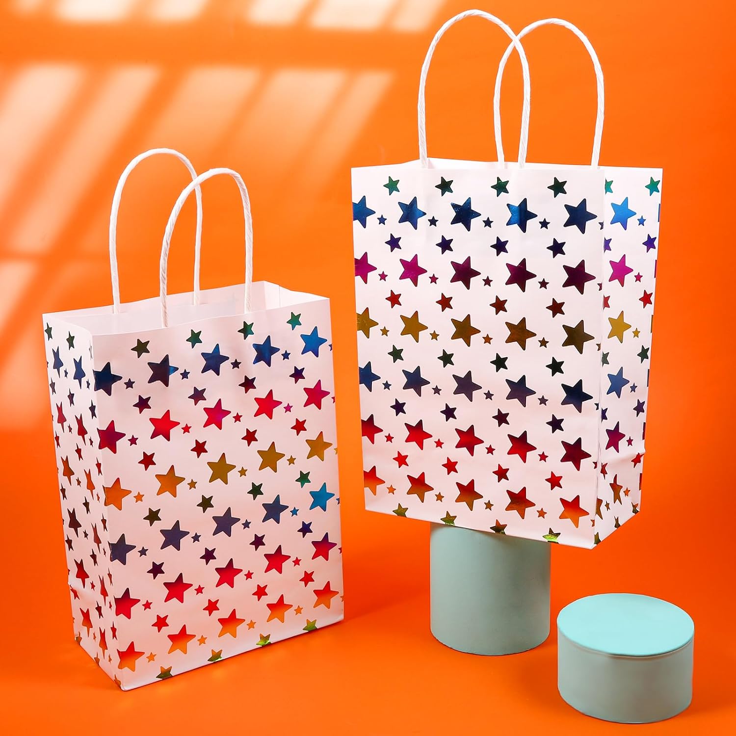 ASONA 24 Pack Gold Foil Rainbow Stars Party Favor Bags, Kraft Gift Bags with Handles for Wedding, Birthday, Graduation, Baby Shower, Bulk Loot Goodie Treat Bags (8.3x5.9 Inches) - Image 7