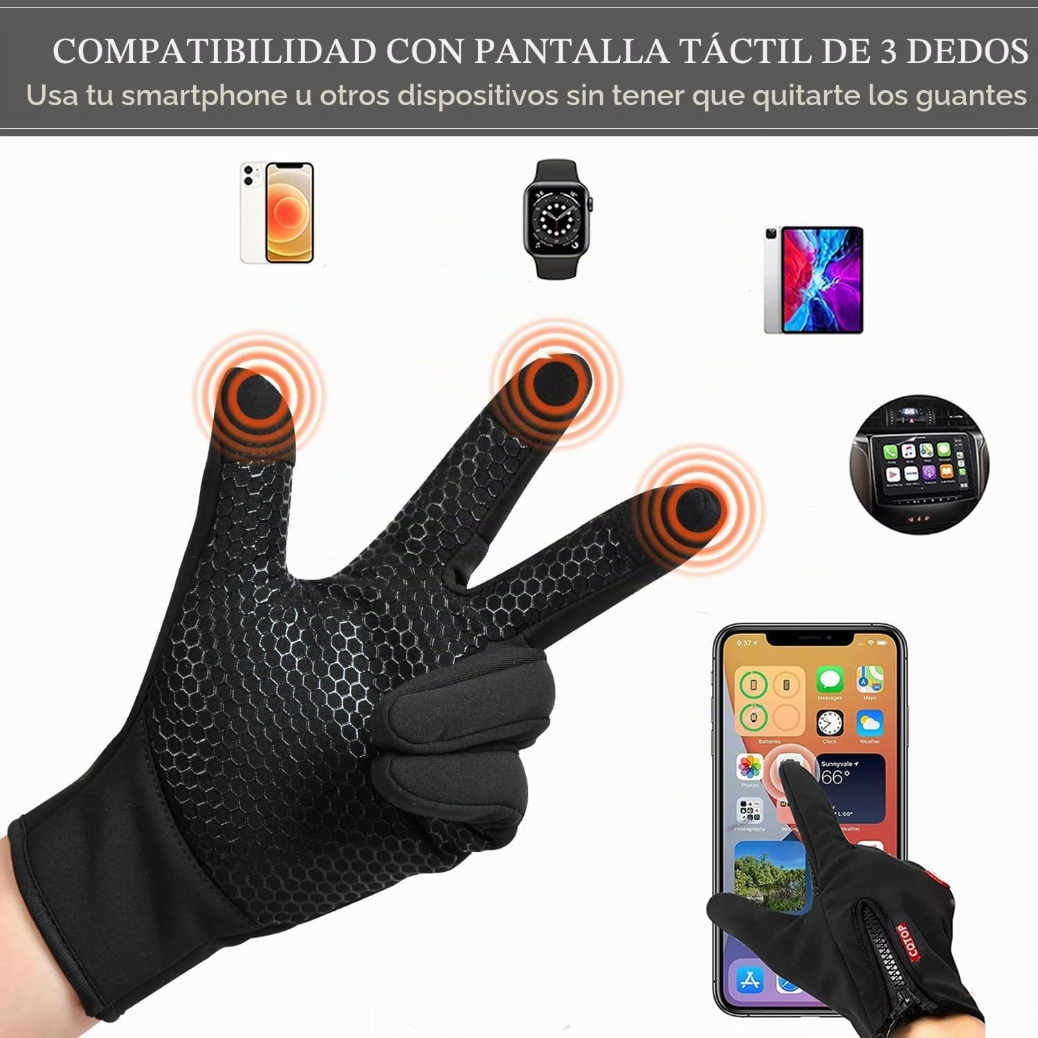 COTOP Guantes de Invierno Táctiles a Prueba de Viento para Ciclismo Caza y Camping