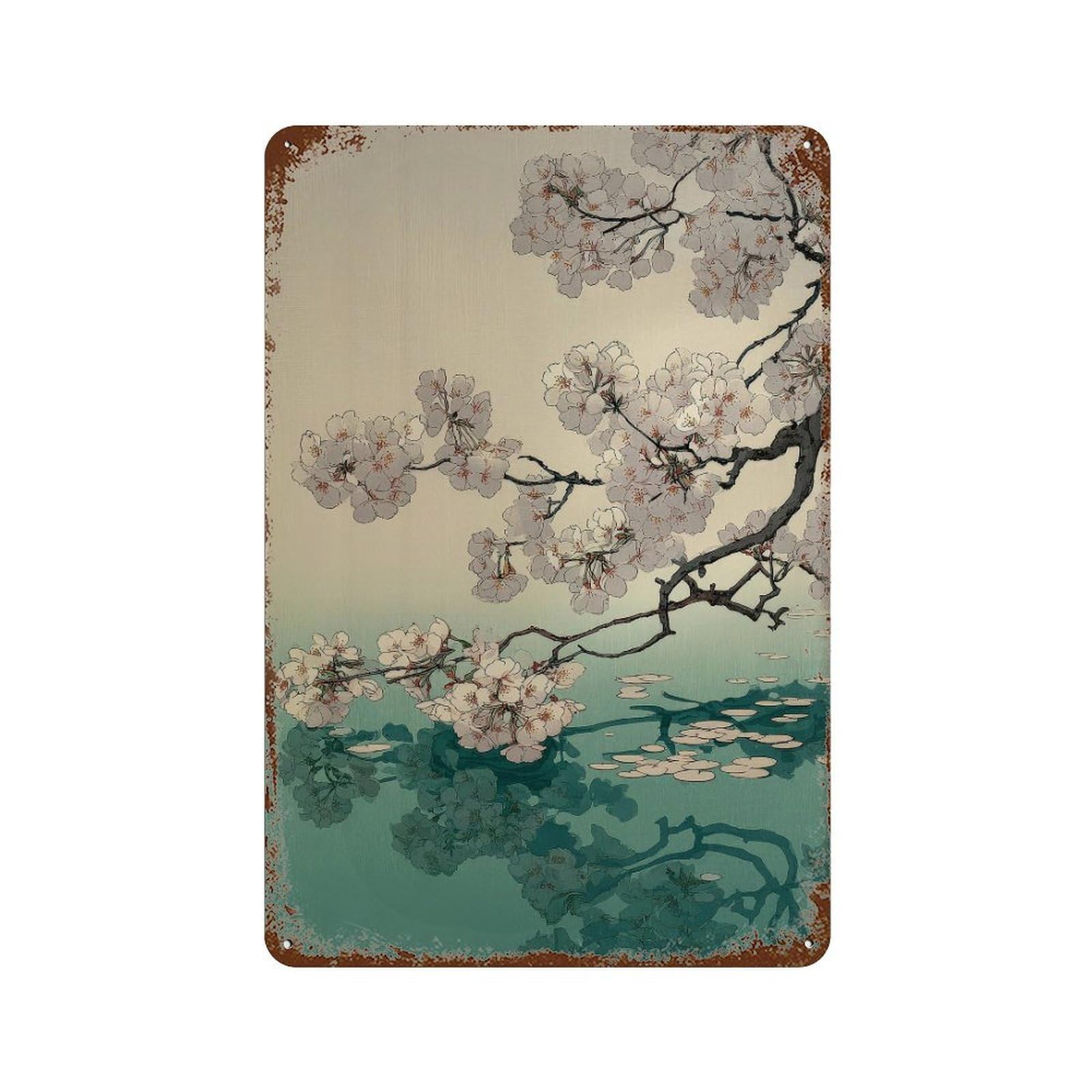 xiaoxiaoshen Cherry Blossom Branch. Japanese Ukiyo Wall Decor Art Metal Tin Poster Modern Home Decor Art Home Bar Shop Decorations Vintage Sign 30x20cm