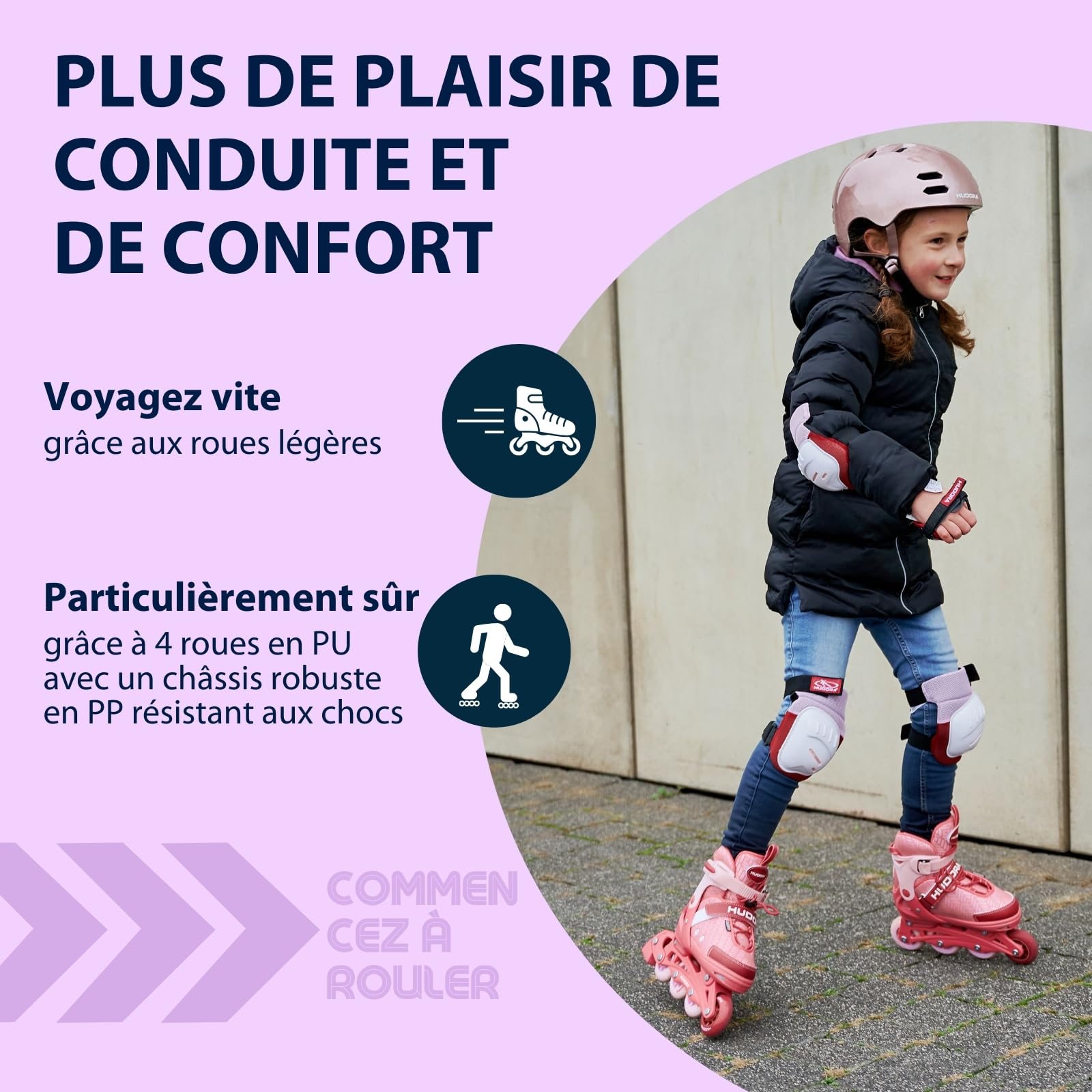 HUDORA Patins à roulettes Mia/Leon réglables en 4 Tailles Enfants Adultes