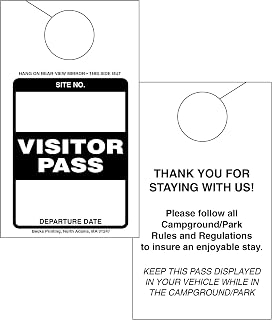 Visitor Pass Parking Permit Rearview Mirror Hang Tag for Campgrounds RV Parks Trailers Campers Site Tags (White, 500)