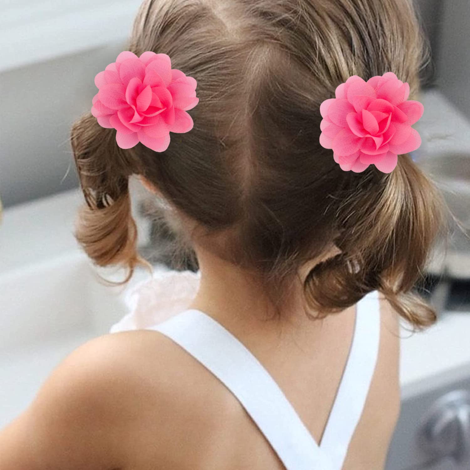 Amazon.com : WillingTee 50pcs 2" Chiffon Flower Hair Ties Elastic Ponytail  Holders Hair Ties Hair Accessories for Baby Girls Infants Toddlers Kids 25  Colors in Pairs : Beauty & Personal Care
