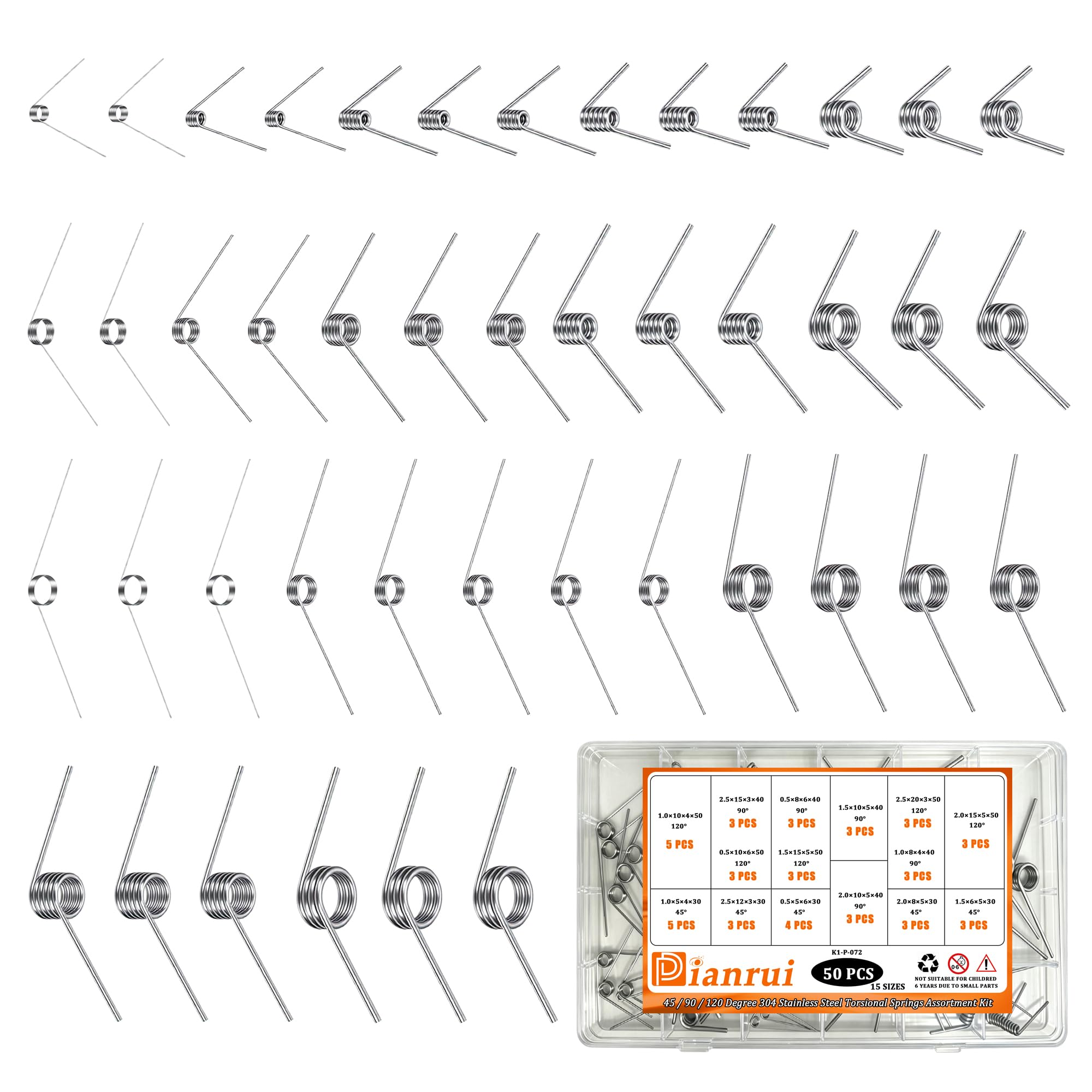 Dianrui 300PCS Compression Springs Assortment Kit 23 Different Sizes Small Spring 304 Stainless Steel Mechanical Mini Springs for DIY Repair Project — Amazon image 8