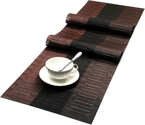 Miniatura 9 de SHACOS - Juego de 4 manteles individuales para mesa de comedor, de vinilo tejido reversible, manteles individuales fáciles de limpiar, Gris