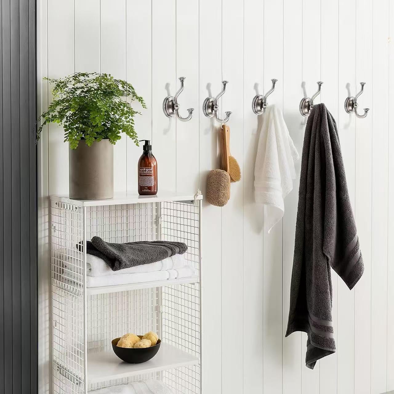 KHTUMEWARE-KH318 Brushed Nickel Coat/Robe Hooks in Brushed Nickel — KHTUMEWARE