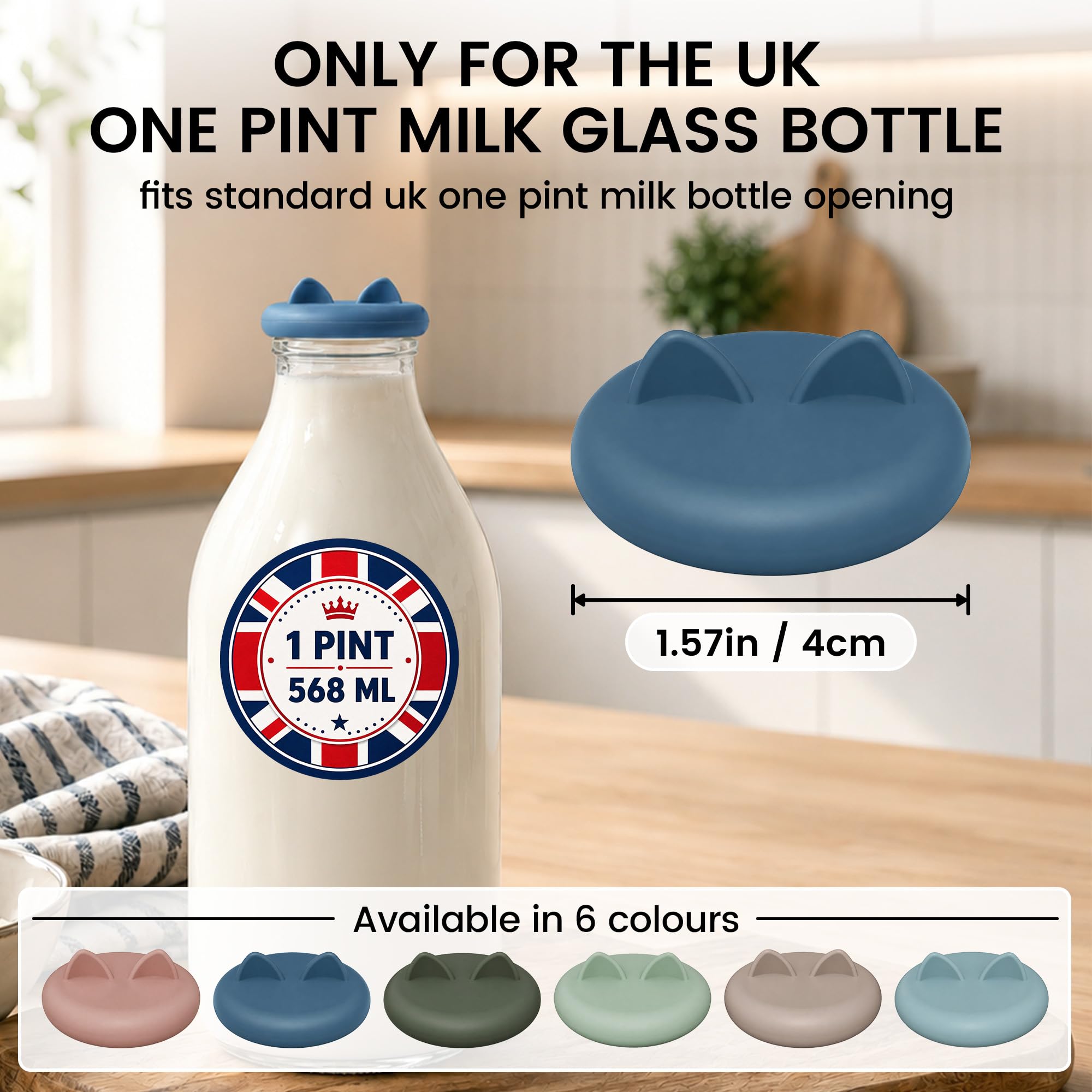 Milchflaschendeckel, wiederverwendbar, Silikon, gemischt, 3 Stück ohne Flasche, entworfen nur für die britische Milchglasflasche, Geschirrspüler, 100% auslaufsicher, mehrfarbig