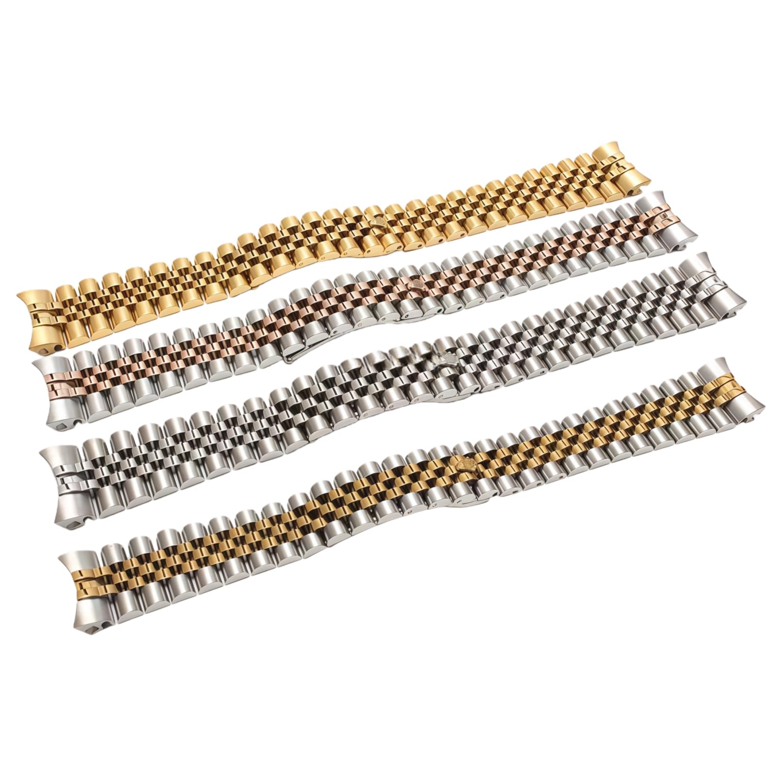 Cinturino Ricambio Orologio Maglie Semicilindriche Piene Fibbia Scomparsa Estremità Curve Donna Uomo - Argento 21MM