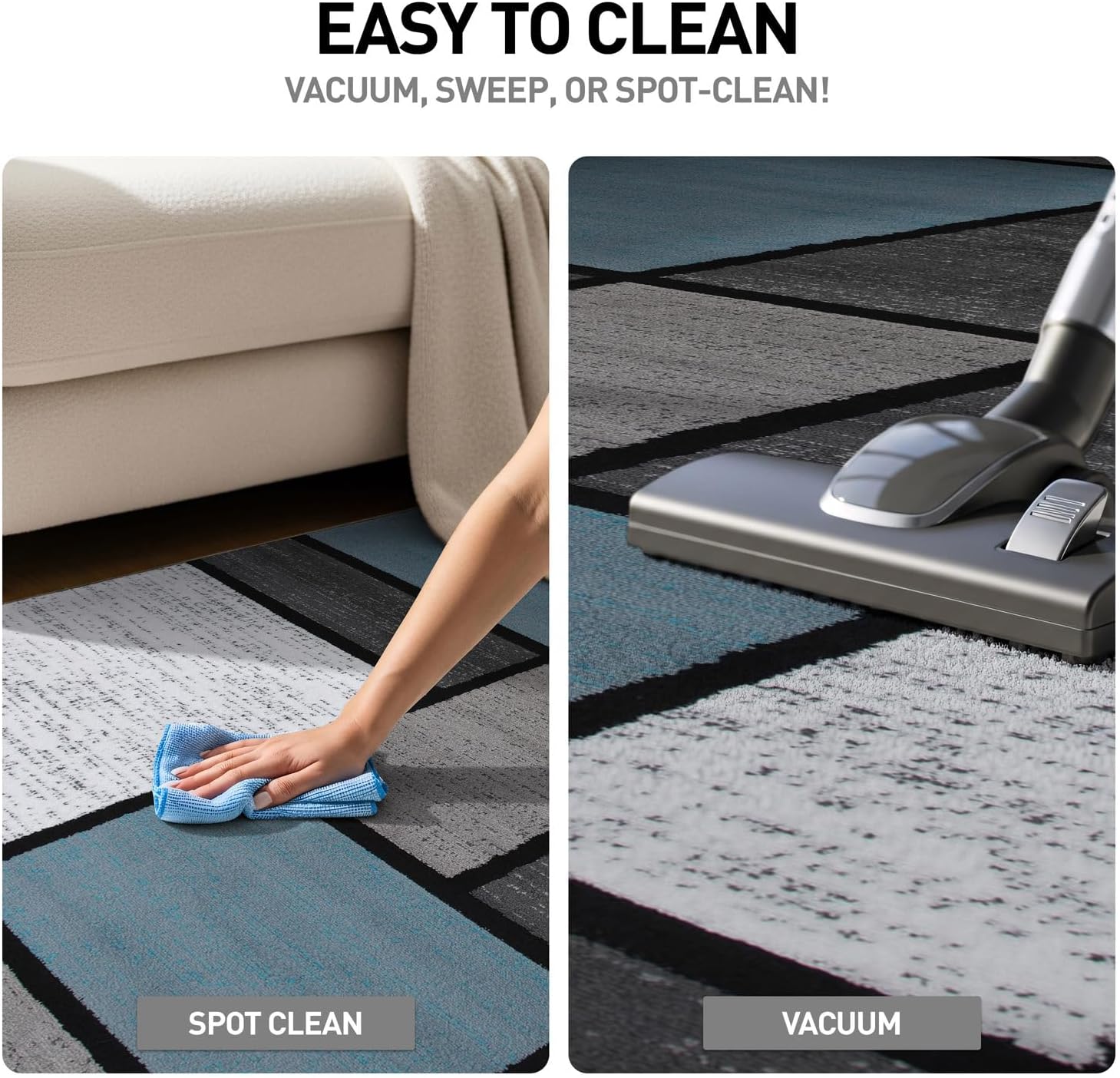 Rugshop Contemporary Modern Boxes for Home Office,Living Room,Bedroom,Kitchen Non Shedding Area Rug 2' x 3' Blue/Gray