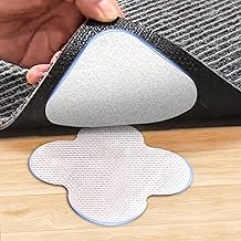 16 Sets Super Adhesive Carpet Pad Gripper, Heavy Duty Hook and Loop Strips Rug Tape for Hardwood Floors Tile, Rug Corners to Hold Rug Down, Keep Area Rugs Safe and in Place