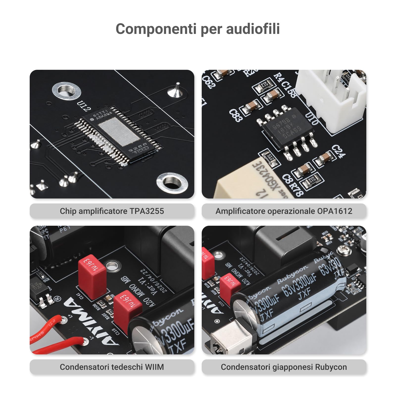 AIYIMA A20 Mono pieno equilibrato 300 W TPA3255 Amplificatore in classe D | Desktop Amplificatore con PFFB e HPF e 12 V Trigger,OPA1612 Op-Amp,ingresso XLR,Doppio guadagno Impostazioni,Vintage VU Meter