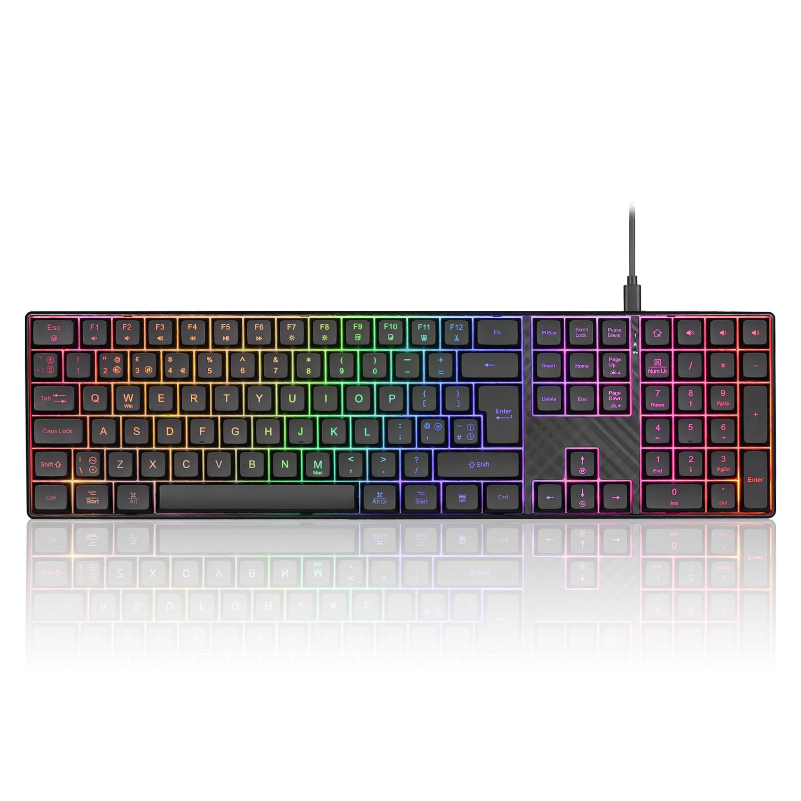 Perixx PERIBOARD-329 II Wired Backlit Keyboard with Scissor Keys and Large Print Letters, UK QWERTY