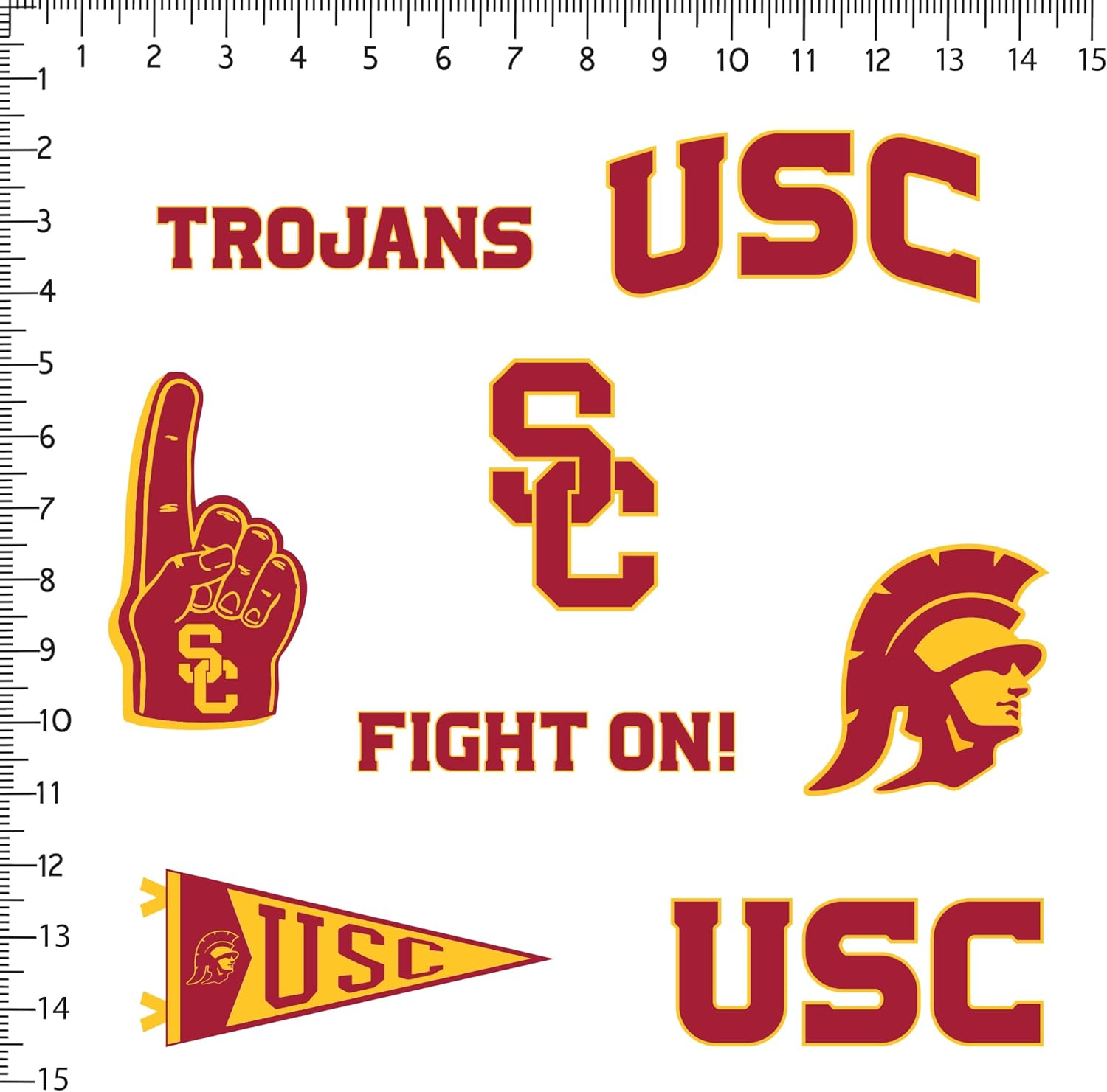 University of Southern California USC 8ct Premium Vinyl Large Sticker Pack for Laptop Water Bottle Tablet Scrapbooking Skateboard Indoor Outdoor Decals - Image 2