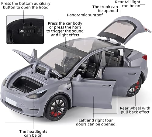 Miniatura 3 de OANMYJJO Toy Cars Y 124 Zinc Alloy Diecast Metal Model Car, Pull Back Toy Model with Light and Music, Suitable for Children Aged 3 and Above as