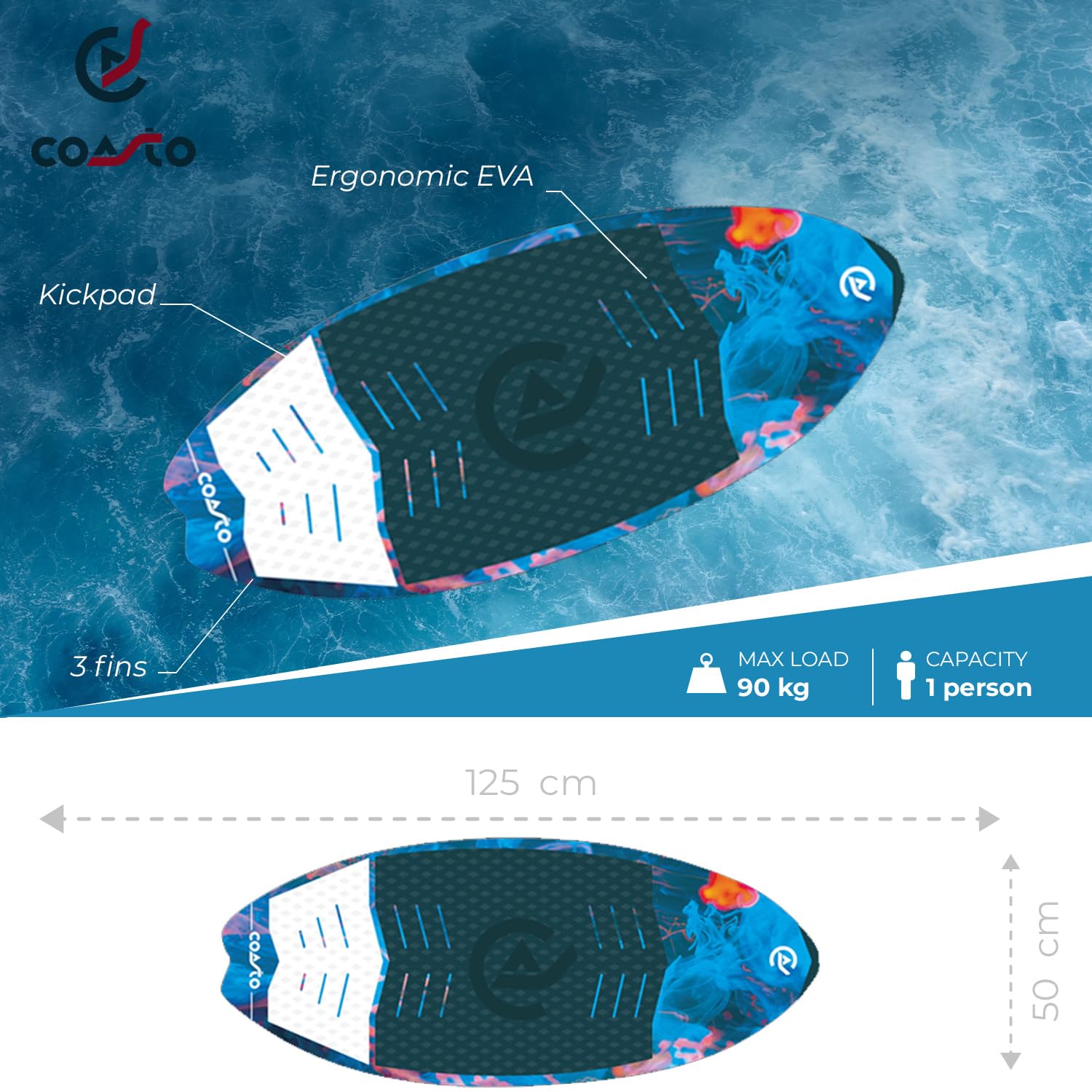 Coasto Wakesurf Opal Ligero Cómodo Práctico