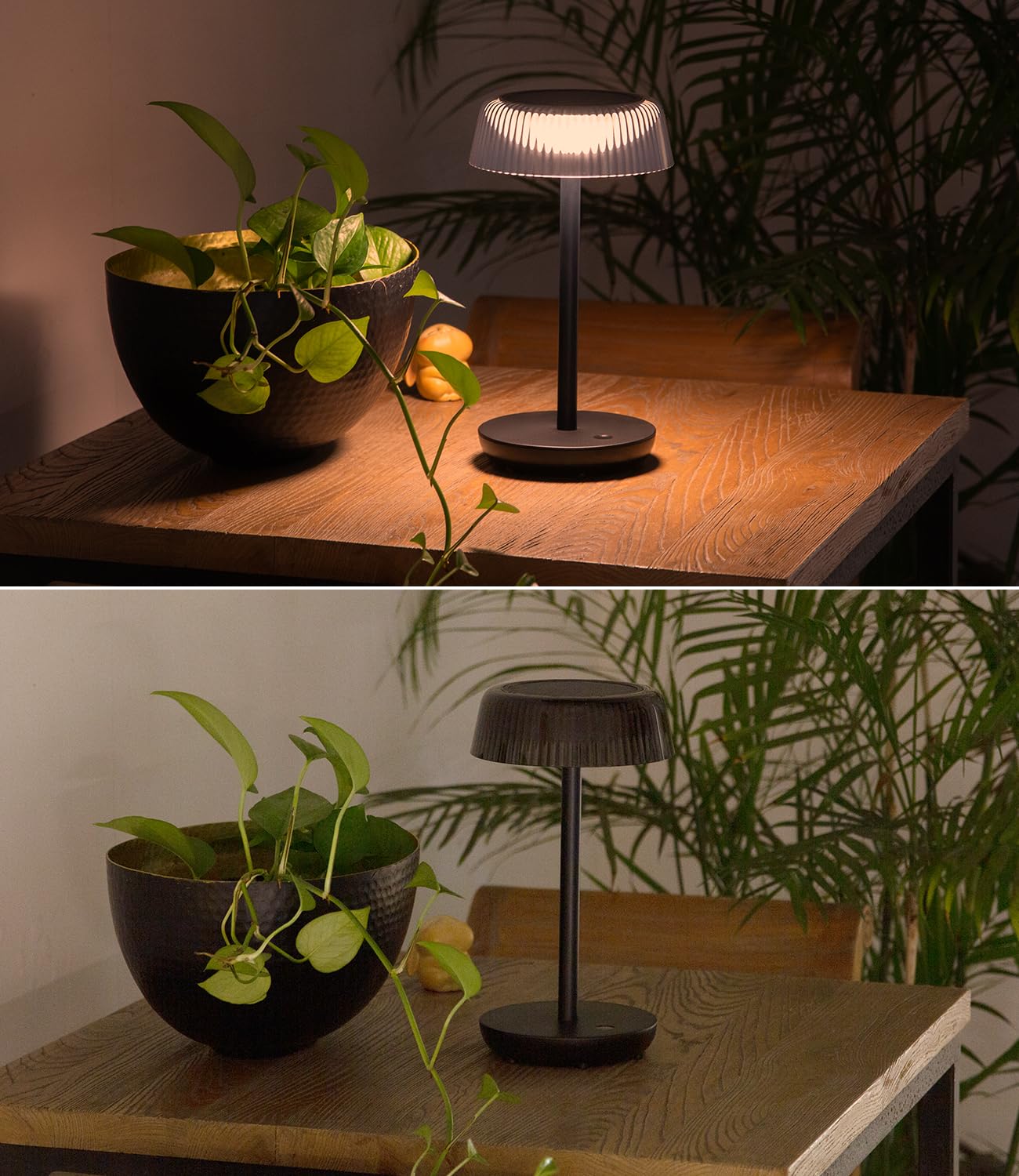 DAWALIGHT Lámpara Mesa Solar Exterior con USB Cargable - 3W LED Blanca Cálida de 3000K, IP54 Resistente al Agua, Control Táctil (Encendido/Apagado + Dim) - Ideal para Jardín, Balcón, Terraza - Negro